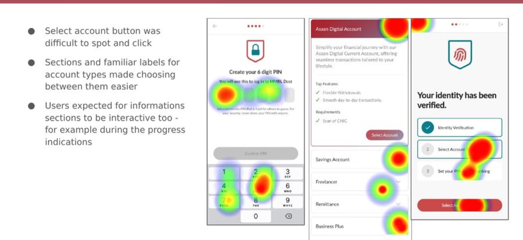 Account opening heatmap: the select-account control was hard to spot, so it became a clearer, higher-contrast tick.
